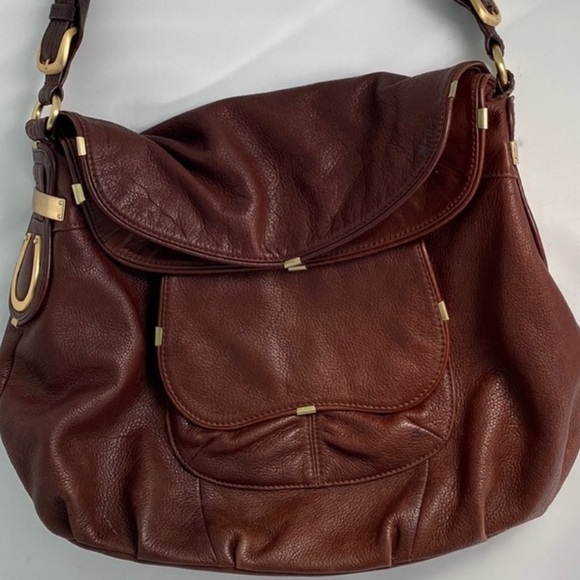 B. Makowsky Brown Leather Shoulder Bag Tote Purse - Picture 14 of 15